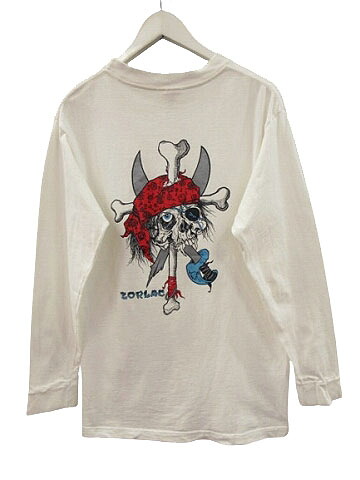 【中古】CASUALTY ゾーラック ZORLAC パイレーツ スカル 長袖 Tシャツ M ロンT パスヘッド USA製 ホワイト 白 ☆AA★ メンズ 【ベクトル 古着】 251119