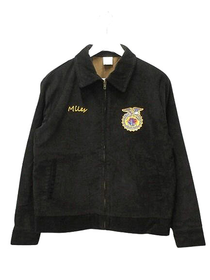 【中古】ALCARZA FARMER'S JACKET J-4704 アルカルザ FFA ファーマーズジャケット M 黒 ブラック コーデュロイ ジップアップ 刺繍 アウター メンズ 【ベクトル 古着】 251126