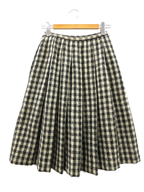 【中古】ローブドシャンブル robe de chambre コムデギャルソン モヘア チェック フレア スカート M オフホワイト 白 ブラック 黒 モヘヤ ボトムス 90's ヴィンテージ レディース 【ベクトル 古着】 251203｜ブランド古着ベクトルプレミアム店