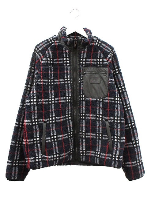 【中古】バーバリー BURBERRY フリース ジャケット チェック M ネイビー 紺 アウター 上着 ☆AA★ メンズ 【ベクトル 古着】 251218｜ブランド古着ベクトルプレミアム店