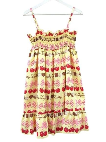 【中古】シャーリーテンプル Shirley Temple チェリーチョコ プリント ワンピース フリル イエロー系 レディースサイズ レディース 【ベクトル 古着】 260129