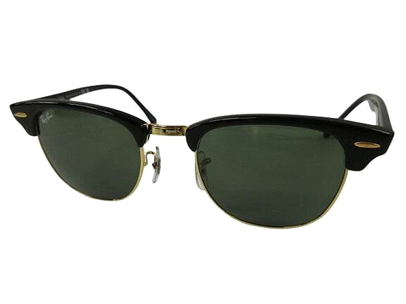 【中古】レイバン RAY BAN CLUBMASTER 野球クラブ御師匠さん RB3016 黒眼鏡 49□21 140 黒 黒いこと ☆AA★ メンズ 【ベクター 古着】 260207