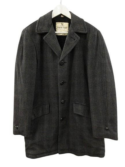 【中古】ヴィンテージ VINTAGE 50s 60s ロバートホール ROBERT HALL コート イタリア製 チェック柄 チャコールグレー 36 メンズ 【ベクトル 古着】 260304