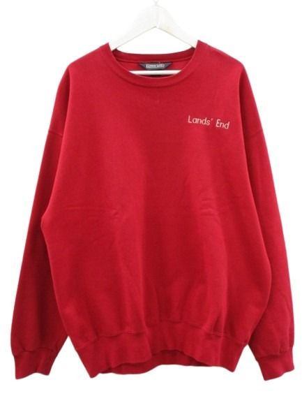 【中古】ランズエンド LANDS' END 90s スウェット トレーナー ロゴ刺繍 USA製 ヴィンテージ レッド L メンズ 【ベクトル 古着】 260320 5,751円