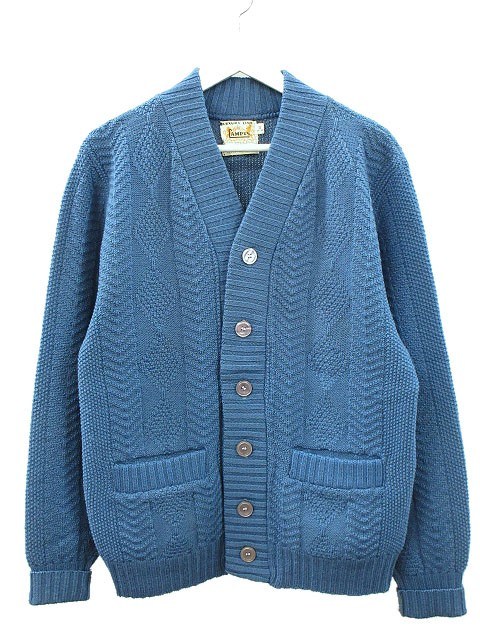 【中古】ヴィンテージ VINTAGE キャンパス CAMPUS 60s フィッシャーマン ニットカーディガン ラグジュアリーライン ブルー S メンズ 【ベクトル 古着】 260325