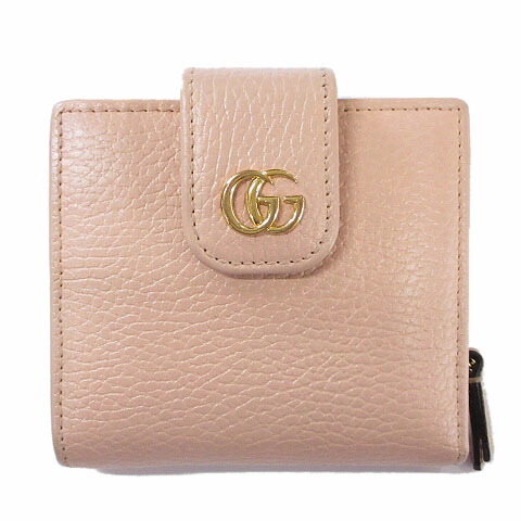 【中古】グッチ GUCCI GGマーモント レザー コンパクトウォレット 二つ折り財布 ピンク ☆AA★ レディース 【ベクトル 古着】 260330｜ブランド古着ベクトルプレミアム店