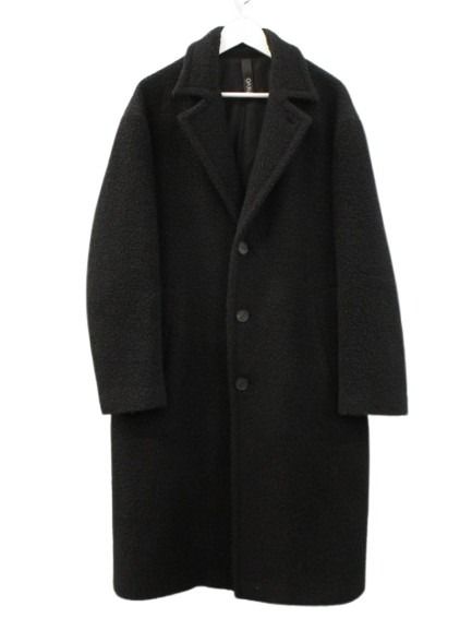 【中古】イーヴォ HEVO ボア ベルデット シングル コート 48 ブラック 黒 アウター 上着 ウール メンズ 【ベクトル 古着】 260407