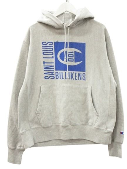【中古】チャンピオン CHAMPION リバースウィーブ スウェット パーカー US企画 カレッジプリント グレー L メンズ 【ベクトル 古着】 260410