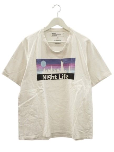 【中古】ダイリク DAIRIKU Tシャツ プリント M ホワイト 白 Night life dolman Sleeve T-shirt A grow up トップス カットソー メンズ 【ベクトル 古着】 260417