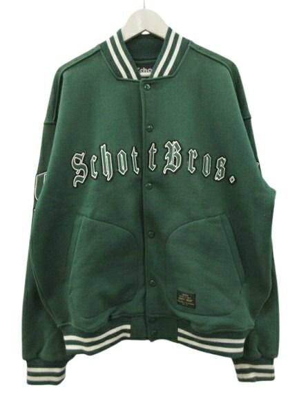 【中古】打つこと SCHOTT スウェットスタジャン ロゴタイプ紋章 緑であること L メンズ 【ベクター 古着】 260429 コート・ジャケット-メンズファッション
