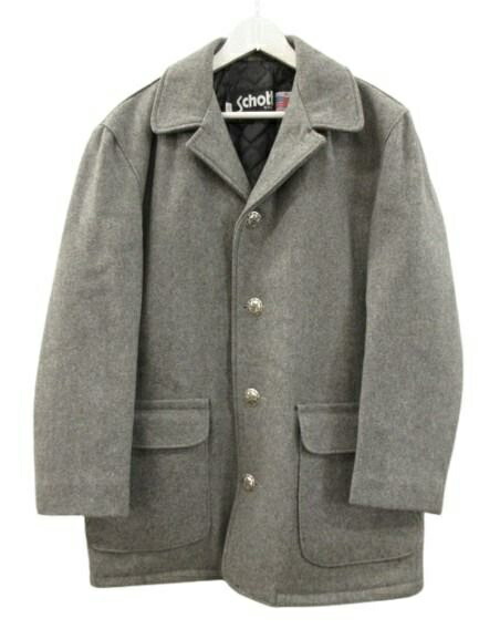 【中古】打つこと SCHOTT シングル厚地の外套 ピーコート コンチョボタン USA製 薄墨色 40 メンズ 【ベクター 古着】 260522
