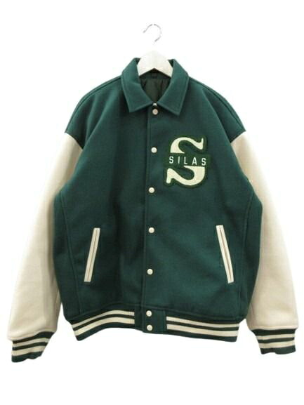 【中古】犀ラス SILAS スタジャン バーシティジャケット 刺しゅう 110223021007 緑であること 白いこと XL メンズ 【ベクター 古着】 260524