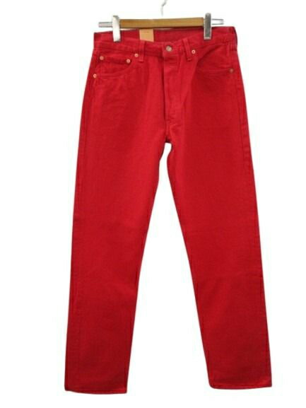 【中古】未当て嵌める品 リーヴァイズジーンズ Levi\u0027s 90s デッド買い溜める 501 色つやジーンズズボン下 デニム USA製 フラッシャー付き添い人 赤いこと 赤 W34 L34 メンズ 【ベクター 古着】 260525