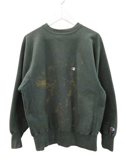 【中古】はやりっ児 CHAMPION 90s リバースウィーブ 汗水 絵の具 USA製 L うす暗い緑であること 調教師 ヴィンテージ メンズ 【ベクター 古着】 260529