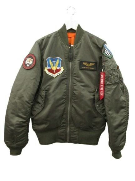 【中古】アルファ ALPHA MA-1 航空上衣 TA0110-076 紋章 刺しゅう 緑であること M メンズ 【ベクター 古着】 260603