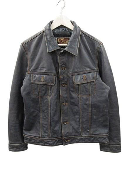 【中古】カーフィー なめし革 Curphey Leather トラッカージャケット Gジャン手合い 42 革ジャン 米国海軍 メンズ 【ベクター 古着】 260607