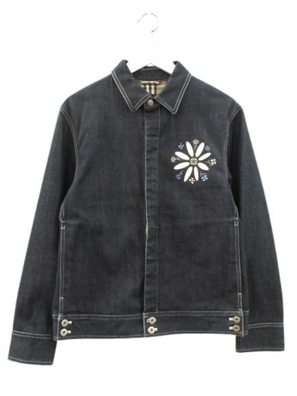 【中古】バーバリーブラックレーベル BURBERRY BLACK LABEL ジーンズ 上衣 M インディゴ お花刷り上げる ジージャン 厚地の外套 アウター メンズ 【ベクター 古着】 260615