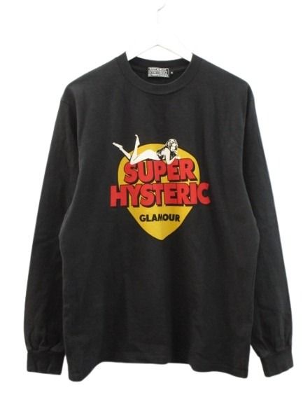 【中古】ヒステリックグラマー HYSTERIC GLAMOUR SUPER HYSTERIC 長袖 Tシャツ M ブラック 黒 トップス メンズ 【ベクトル 古着】 260720｜ブランド古着ベクトルプレミアム店