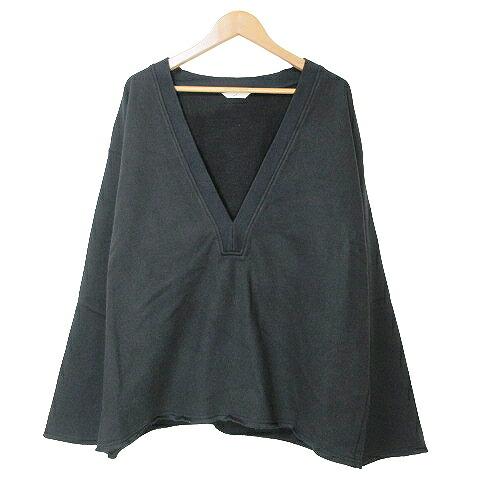 【中古】未当て嵌める品 圧砕機 mill 24SS 未当て嵌める DEEP V-NECK CUT OFF SWEAT SHIRT 調教師 流汗 長袖 V素っ首 カットオフ 裏毛 0 約S大きさ 黒 黒いこと メンズ 【ベクター 古着】 250711