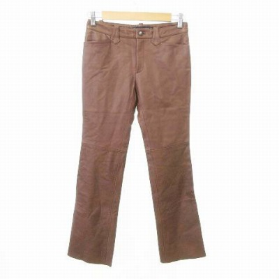 【中古】未当て嵌める品 ラルフローレン RALPH LAUREN 引き舟付き添い人 子ヒツジなめし革 ズボン下 下つ方 ジップフライ 7 約S大きさ 茶 赤銅色 ■GY09 レディース 【ベクター 古着】 250712