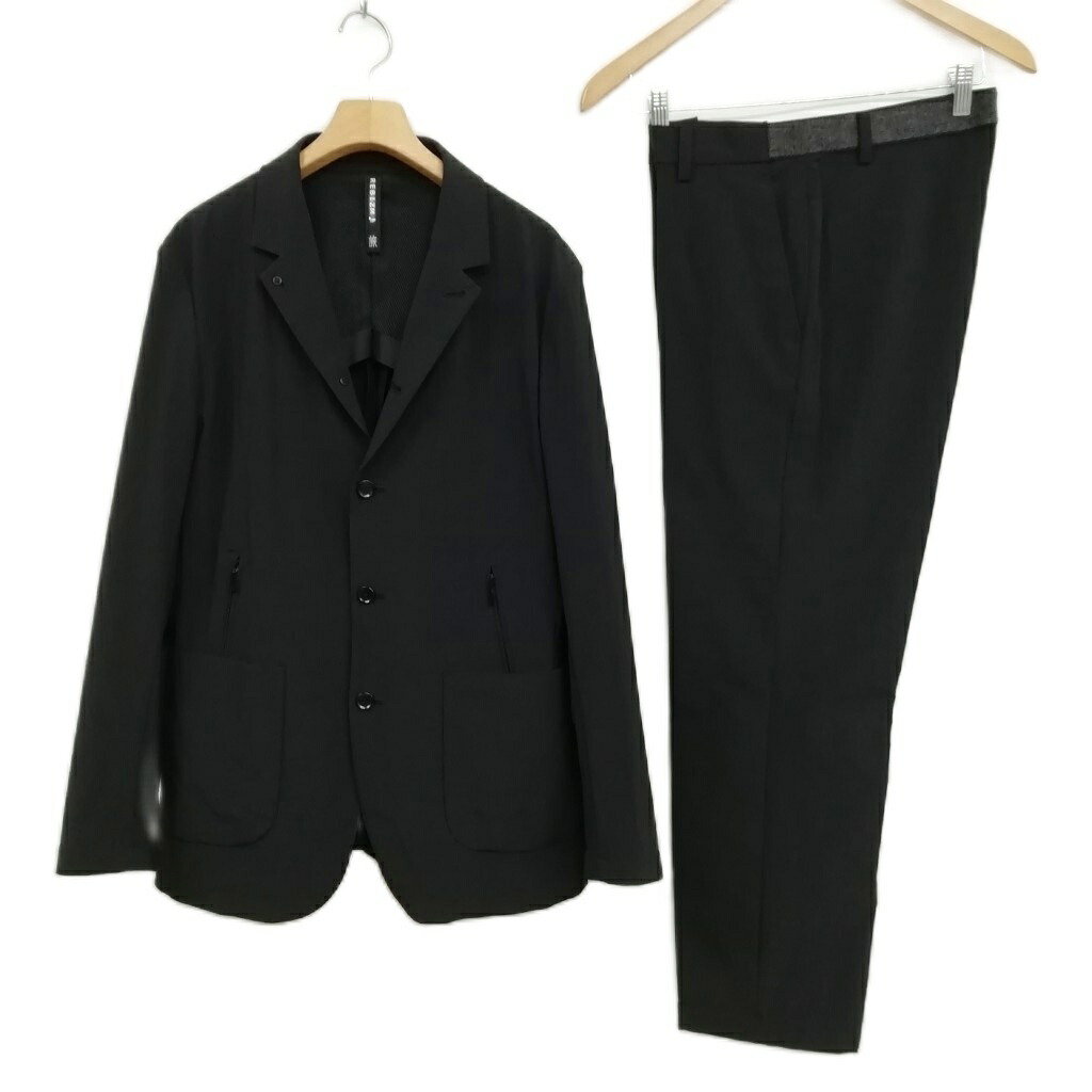 【中古】ヒロココシノ HIROKO KOSHINO HOMME REBIZM 旅 トラベル スーツ セットアップ ジャケット スラックス ナイロン L / 78 ブラック メンズ 【ベクトル 古着】 260129