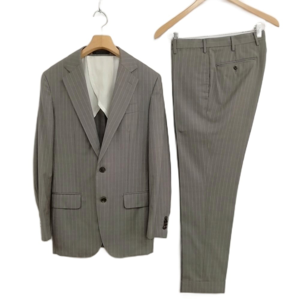 【中古】バーニーズニューヨーク BARNEYS NEW YORK ロロピアーナ生地 ストライプ シングル 2B スーツ セットアップ ジャケット スラックス 44-02 グレー メンズ 【ベクトル 古着】 260129