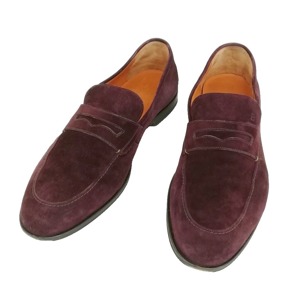 【中古】バリー BALLY 24AW カーフ スウェード ペニー ローファー スリッポン ビジネス ドレス 25cm相当 パープル系 メンズ 【ベクトル 古着】 260226