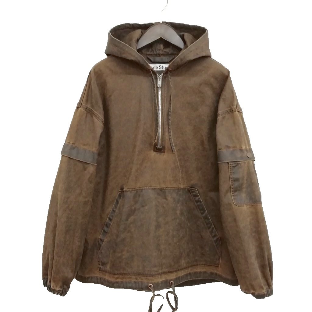 【中古】アクネ ストゥディオズ Acne Studios FN-MN-OUTW001122 Hooded Jacket パーカ パーカー なめし革 ロゴタイプ継ぎ切れ 美品 42 赤銅色 メンズ 【ベクター 古着】 260309