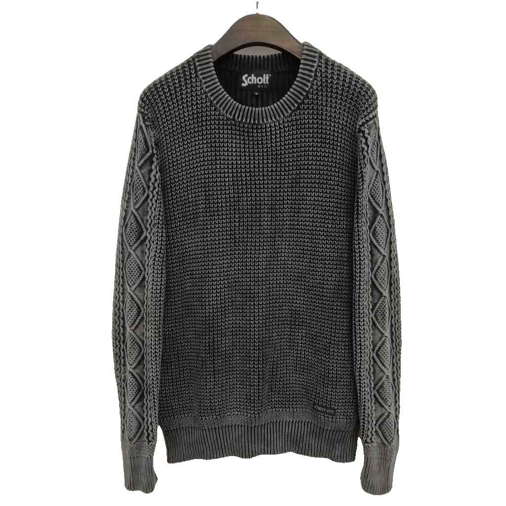 【中古】ショット SCHOTT DULL COLOR CABLE SWEATER ダルカラー ケーブル セーター コットン ウォッシュ加工 M ブラック系 メンズ 【ベクトル 古着】 260326 6,497円