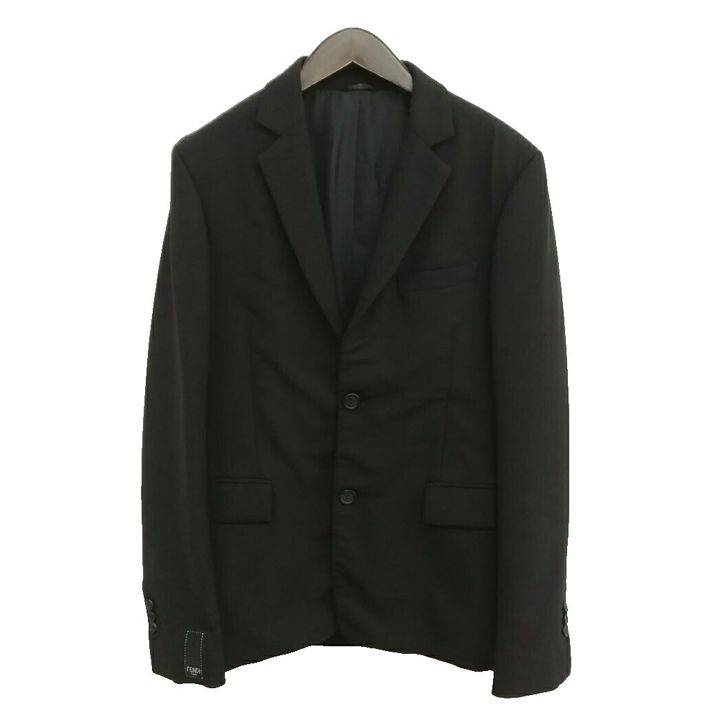 【中古】フェンディ FENDI 21AW 羊毛 シングル 2B 上衣 テーラード スポーツジャケット 48 黒いこと メンズ 【ベクター 古着】 260330