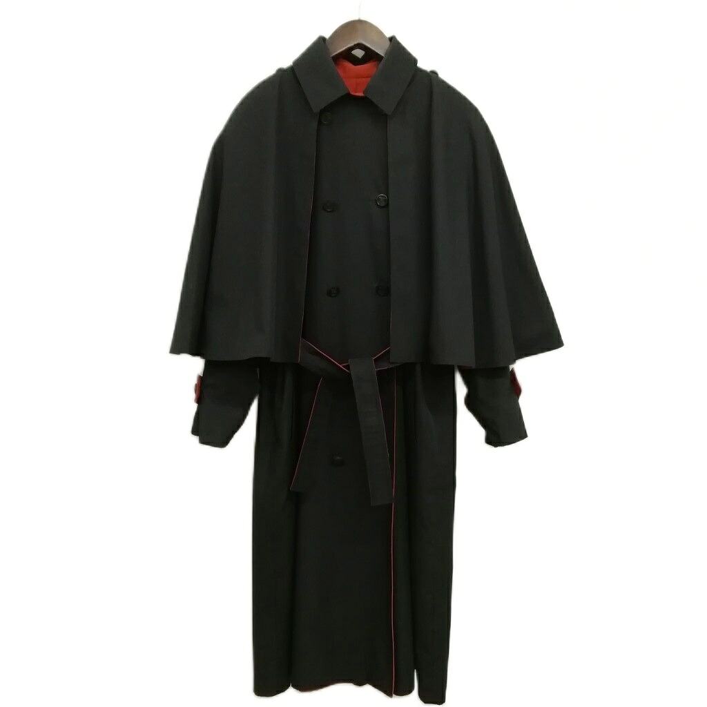 【中古】セリーヌ CELINE ヴィンテージ ケープ付き添い人 トレンチコート 大層らしい厚地の外套 マカダム なめし革名取り草 黒いこと 赤銅色 レディース 【ベクター 古着】 260423