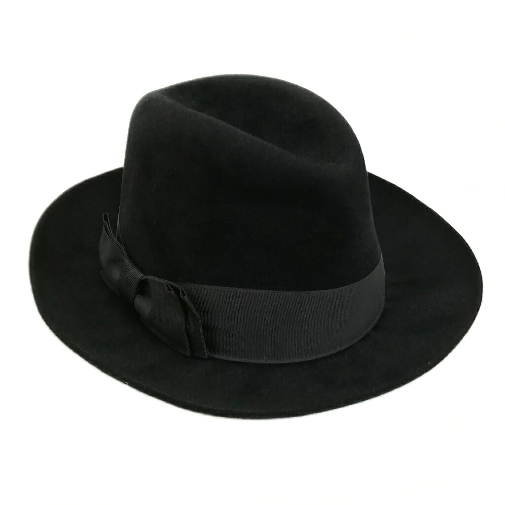【中古】ジョルジオアルマーニ GIORGIO ARMANI フェルト 中折れ かぶり笠 HAT イタリア製 黒引き船 56 黒いこと メンズ 【ベクター 古着】 260514