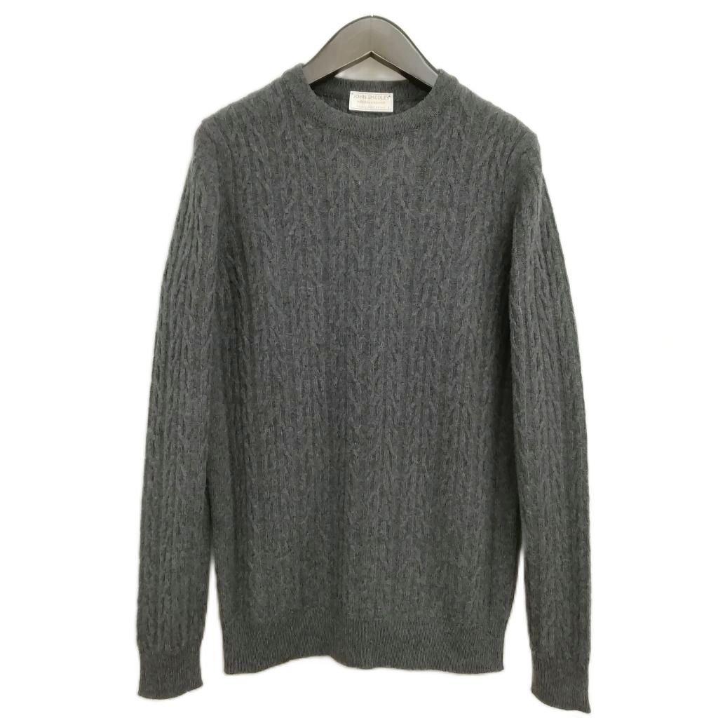 【中古】ジョンスメドレー JOHN SMEDLEY ウール カシミヤ ケーブル ニット セーター S グレー メンズ 【ベクトル 古着】 260622｜ブランド古着ベクトルプレミアム店