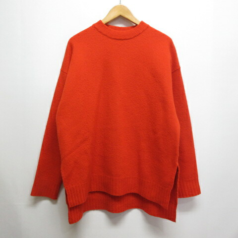 【中古】ジルサンダー JIL SANDER SWEATER CN LS 毛糸 編み物 プルオーバー 長袖 側面細長い切口 44 オレンジ色 J21GP0003 J14506 イタリア製 定まり品 メンズ 【ベクター 古着】 250903
