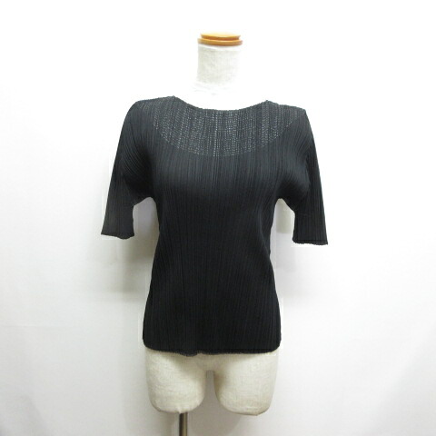【中古】未使用品 プリーツプリーズ PLEATS PLEASE ISSEY MIYAKE 極美品 半袖 プリーツ カットソー 3 黒 ブラック PP71-JK672 日本製 イッセイミヤケ レディース 【ベクトル 古着】 251029