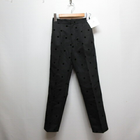 【中古】未使用品 メゾンドドルチェ maison de Dolce. フロッキー ドット パンツ XS 黒 ブラック ジッパーフライ バックゴム 裏地付き タグ付き レディース 【ベクトル 古着】 260414 10,218円