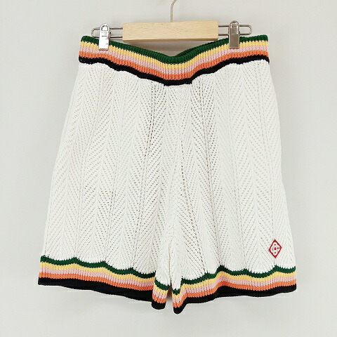 【中古】カサブランカ Casablanca KNIIT Chevron Lace Shorts ニット ショートパンツ L 白 メンズ 【ベクトル 古着】 250824