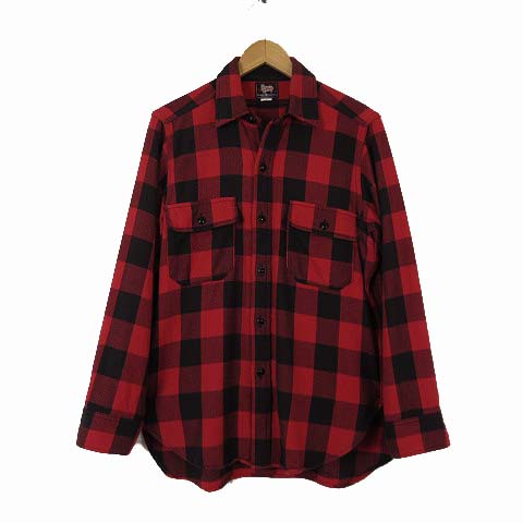 【中古】羊毛金持ち WOOLRICH WOOLEN MILLS 付け届け模範例 売り上げる プルオーバー フランネルプルオーバー オーセンティック 綿ネルプルオーバー LONG SLEEVE AUTHENTIC FLANNEL SHIRT WOSI0080K 長袖 バッファローチェック S 赤 赤いこと 黒 黒いこと 国内置き目品 日本製 メンズ