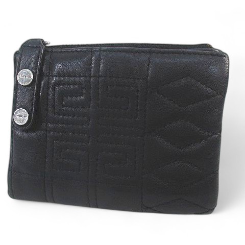 【中古】ジバンシィ GIVENCHY 2つ折り財布 ステッチ ブラック 黒系 レザー レディース 【ベクトル 古着】 251016