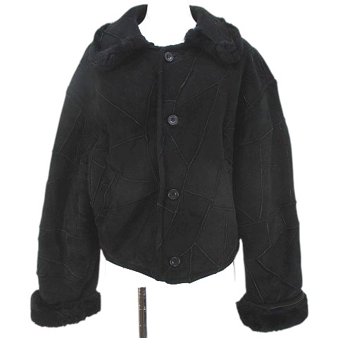 【中古】K'SIN ワコール期 KG-5853 羊革 ラムレザー ジャケット M 黒系 ブラック パッチワーク エコファー ボタン レディース 【ベクトル 古着】 251220 15,192円