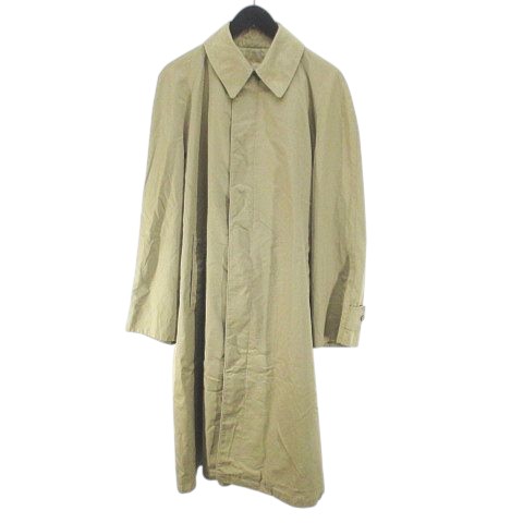 【中古】GRENFELL CLOTH グレンフェルクロス ヴィンテージ ステンカラーコート ロング丈 比翼 ベージュ系 イギリス製 ボタン リボン 無地 メンズ 【ベクトル 古着】 251230