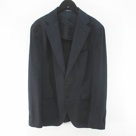 【中古】タリアトーレ TAGLIATORE セットアップ スーツ スリーピース テーラード ジャケット ベスト ジレ ロングパンツ スラックス 背抜き ジップフライ 50 紺系 ネイビー イタリア製 ロールアップ 毛 ウール 裏地 メンズ 【ベクトル 古着】 260106