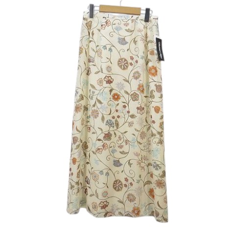【中古】未使用品 Satomi Miya ミヤサトミ タイトスカート ロング丈 38 オフホワイト系 花柄 シルク タグ付き レディース 【ベクトル 古着】 260201