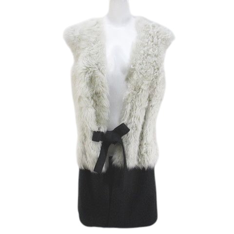 【中古】マルニ MARNI 真っただ中丈 毛革限りない 羊肉 子ヒツジ 縛 ジレ 40 白系 白いこと イタリア製 うつり変わり 毛 絨毛 レディース 【ベクター 古着】 260129 レディースファッション-トップス-ベスト・ジレ