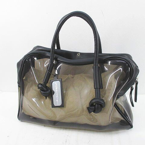 【中古】コレクションプリヴェ COLLECTION PRIVEE? レザー ビニール コンビ ボストンバッグ ハンドバッグ ブラック 黒系 レディース 【ベクトル 古着】 260307