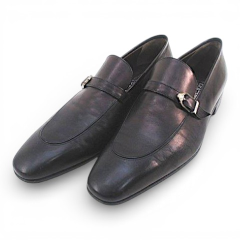 【中古】サルヴァトーレフェラガモ Salvatore Ferragamo ローファー ベルトデザイン 6EE ブラック 黒系 レザー イタリア製 TA 9218 メンズ 【ベクトル 古着】 260313