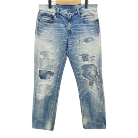 【中古】リーヴァイズジーンズ Levi\u0027s 511 ATSUMORI ロング丈 ジーンズズボン下 デニム W30/L32 青系 青色 ジップフライ 刺し子 取り繕い 不都合 処理 継ぎ切れ 日本製 メンズ 【ベクター 古着】 260308 メンズファッション-ズボン・パンツ