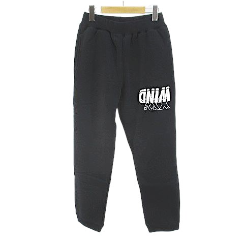 【中古】未使用品 ウィンダンシー WIND AND SEA GX-A22-WSPT-01 ゴッドセレクショントリプルエックス GOD SELECTION XXX SWEAT PANTS ロング丈 スウェットパンツ S 黒系 ブラック 日本製 ロゴ 文字 プリント 裏起毛 タグ付 メンズ 【ベクトル 古着】 260324