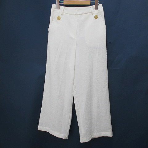 【中古】未使用品 ラ・イマージュ la IMAGE ロング丈 ストレートパンツ 9号 白系 ホワイト 無地 ジップフライ 日本製 タグ付 レディース 【ベクトル 古着】 260326