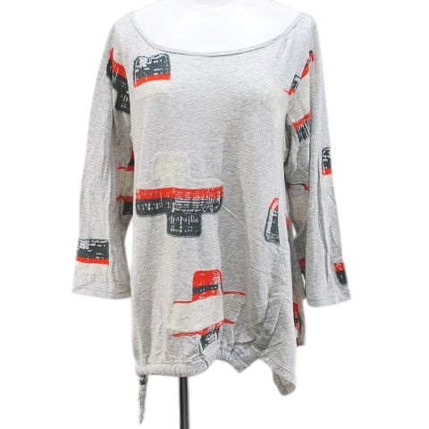 【中古】ジウ 慈雨 長袖 カットソー うつり変わり 40 灰系 ともし火薄墨色 パッチワーク 刷り上げる 日本製 レディース 【ベクター 古着】 260409 Tシャツ・カットソー-トップス